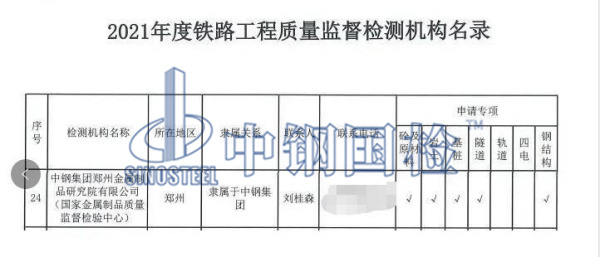 鐵路工程質(zhì)量監(jiān)督檢測(cè)機(jī)構(gòu)名錄——中鋼國(guó)檢